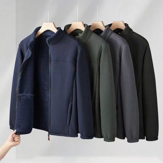 Miesten talven lämpimät vetoketjutakit taskuilla