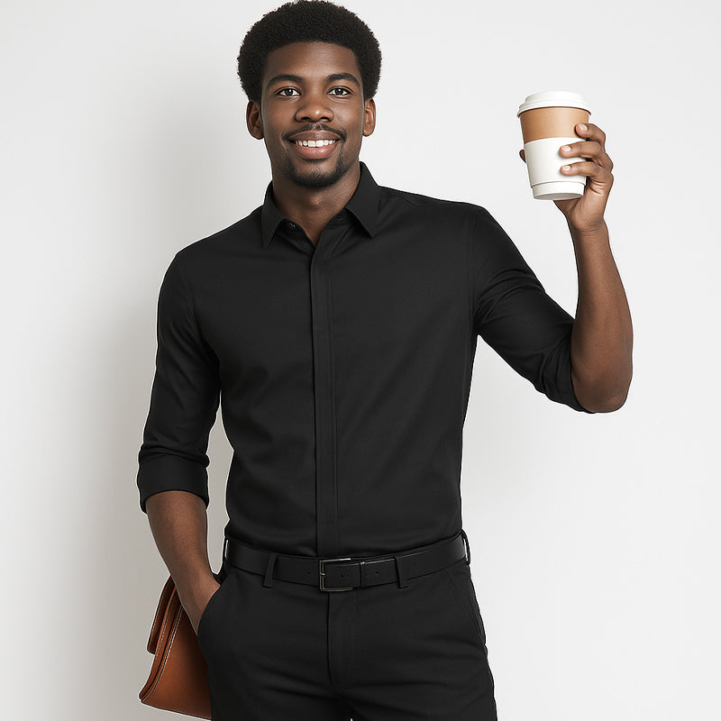 2025 Nowa męska koszula z ukrytym zamkiem błyskawicznym/łatwa do zakładania i zdejmowania