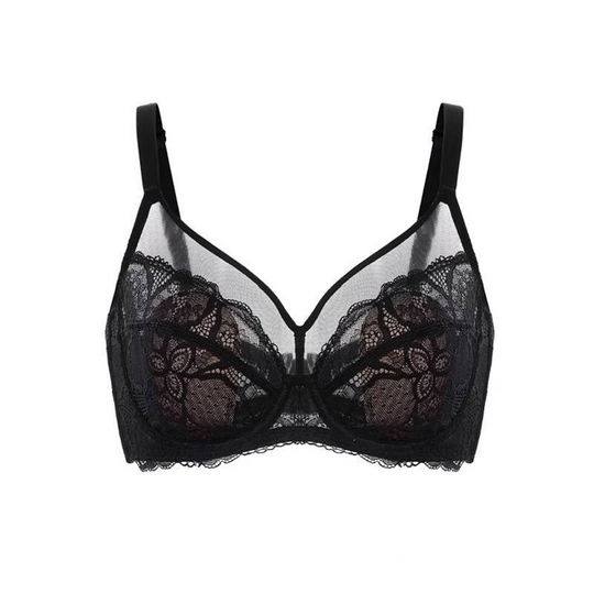 💞Enchante Floral Lace Plus Size Underwire Unlined Unpadded Minimizer Full Coverage Bra Women's Wear Comfortable Breathable Mesh Cup