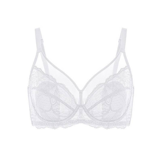 💜Enchante Blomsterblonder Plus Size Bøjle-BH Uforet Upolstret Minimizer Fulddækkende BH Dametøj Komfortabel Åndbar Mesh-Skål