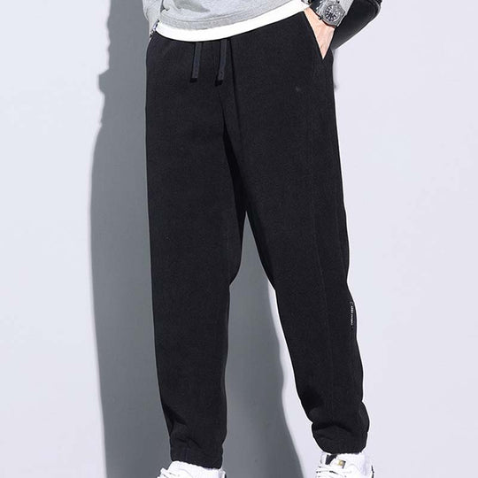 Men's Tapered Drawstring Corduroy Pants with Pockets