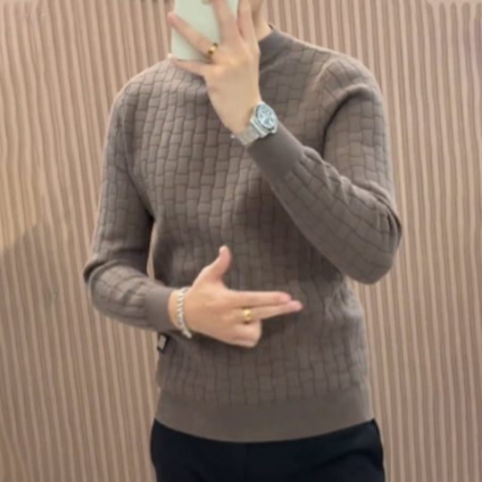 Moška pletena topla majica z osnovno plastjo