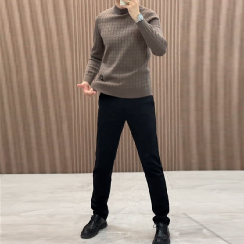 Moška pletena topla majica z osnovno plastjo