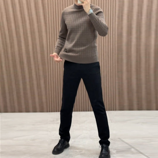 Moška pletena topla majica z osnovno plastjo