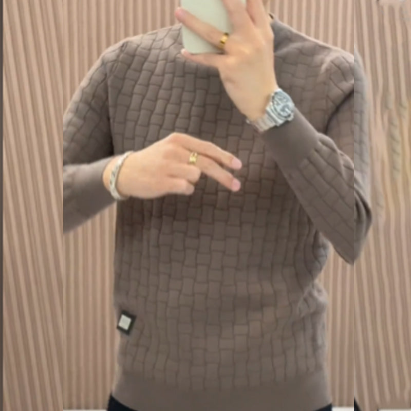 Moška pletena topla majica z osnovno plastjo