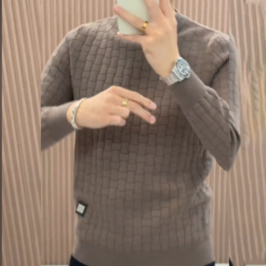 Moška pletena topla majica z osnovno plastjo