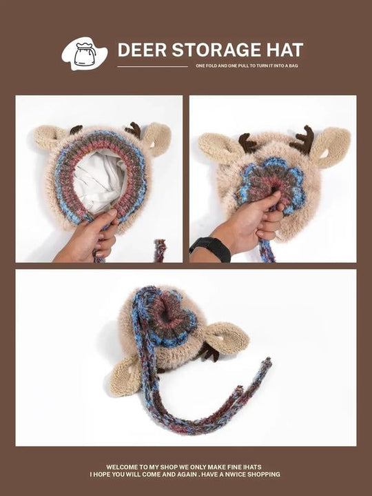 🎁🎄Christmas Sale 49% OFF! 🦌Original design Festive Christmas Antler Hat🧶