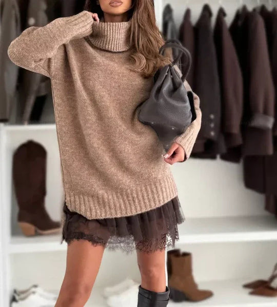 Women's Turtleneck Sweater Mini Dress Set