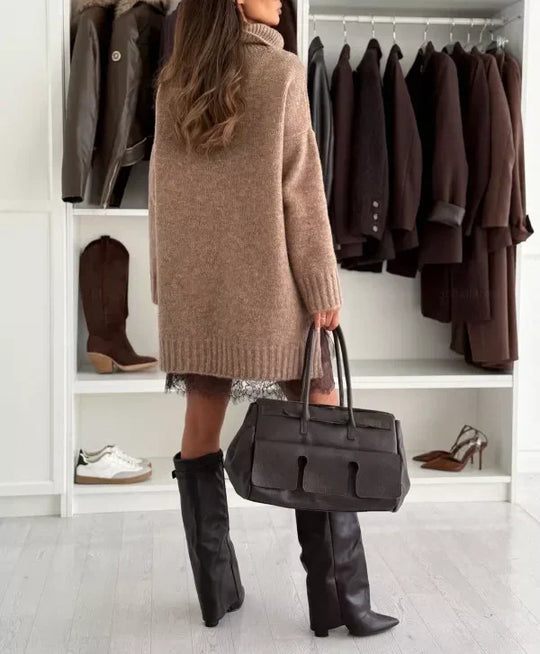 Women's Turtleneck Sweater Mini Dress Set