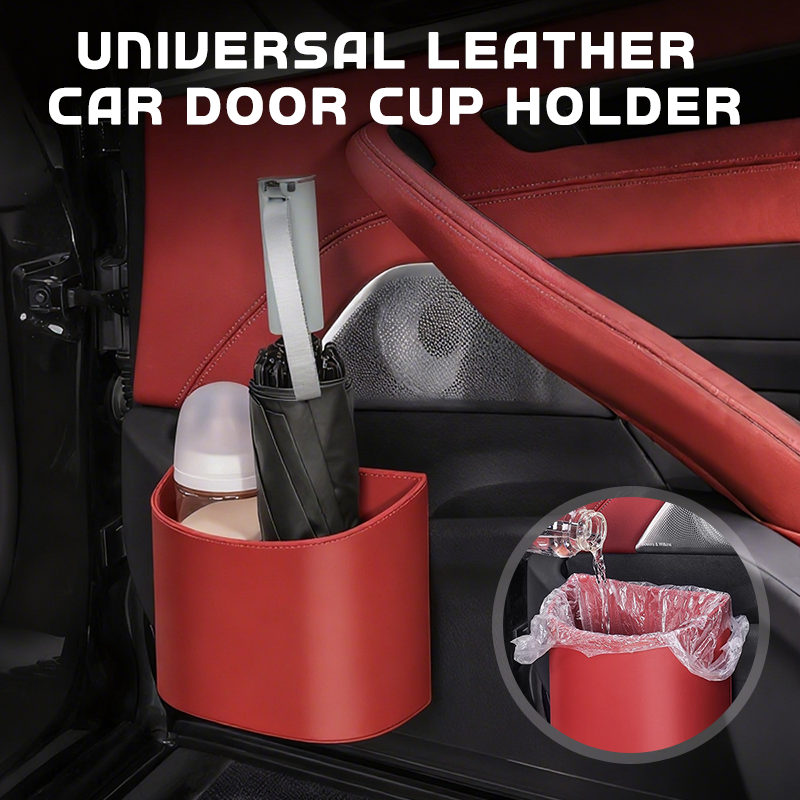 🚗 66% OFF! 🧺Leather Car Door Cup Holder – Wide‑mouth opening, easy reach for drinks & phone. Clip‑on secure fit. PU leather, tough & stylish. 🛡️✨