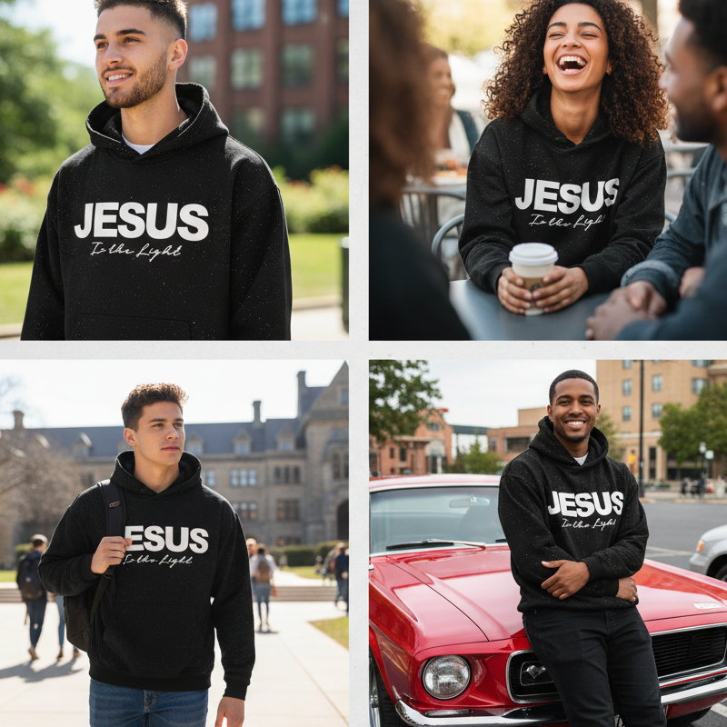 💖LAST DAY SALE 50% OFF🥰Chic Sparkling Sequins JESUS Is the Light Hoodie