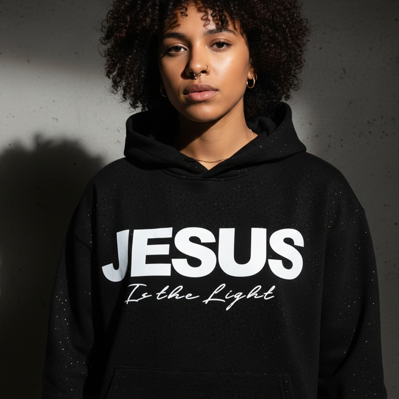 💖LAST DAY SALE 50% OFF🥰Chic Sparkling Sequins JESUS Is the Light Hoodie