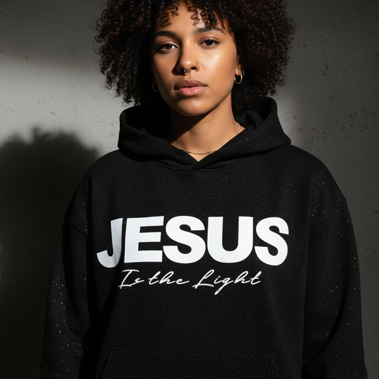 💖LAST DAY SALE 50% OFF🥰Chic Sparkling Sequins JESUS Is the Light Hoodie