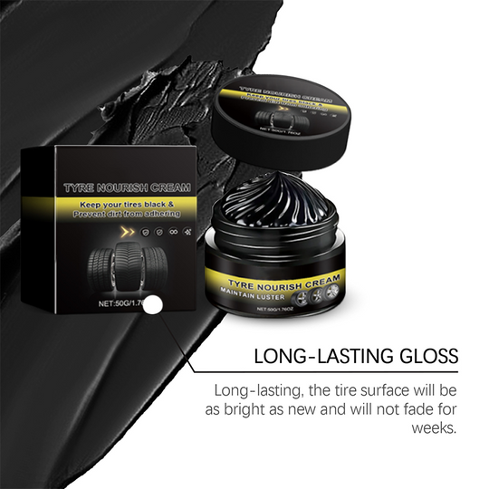 ✨ Tire wax – restores black gloss, blocks UV, repels dirt. Easy & quick!