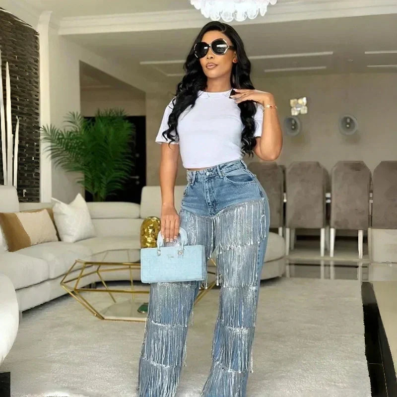 💝New Year Sale 50% OFF✨Women's Sequin Tassels Jeans