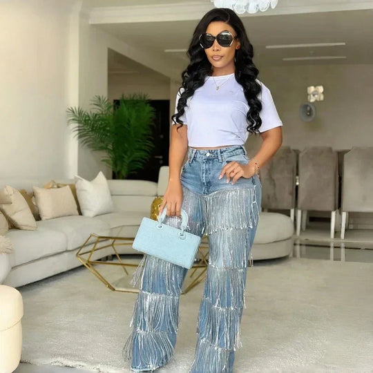 💝New Year Sale 50% OFF✨Women's Sequin Tassels Jeans