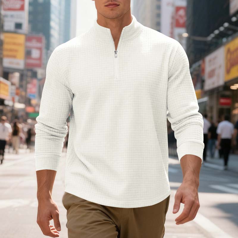 Men's Quarter-Zip Jacquard Pullover Sweatshirt