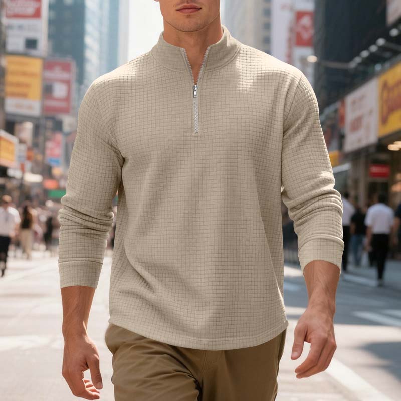 Men's Quarter-Zip Jacquard Pullover Sweatshirt
