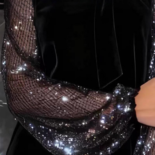 🎅Xmas Sales - 50% OFF🎄Women's Sequin Bow Tie Neck Dress✨👗