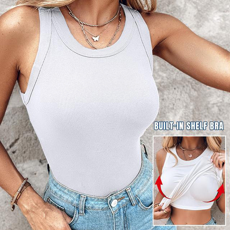 ⚡50K+ SOLD!🔥Women's Ribbed Tank Top with Shelf Bra