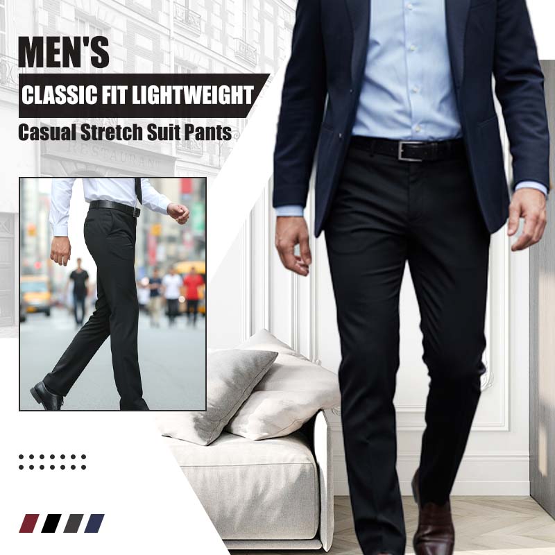 Pantalones de traje elásticos informales, ligeros y de ajuste clásico para hombre