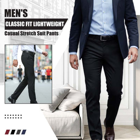 Pantalones de traje elásticos informales, ligeros y de ajuste clásico para hombre