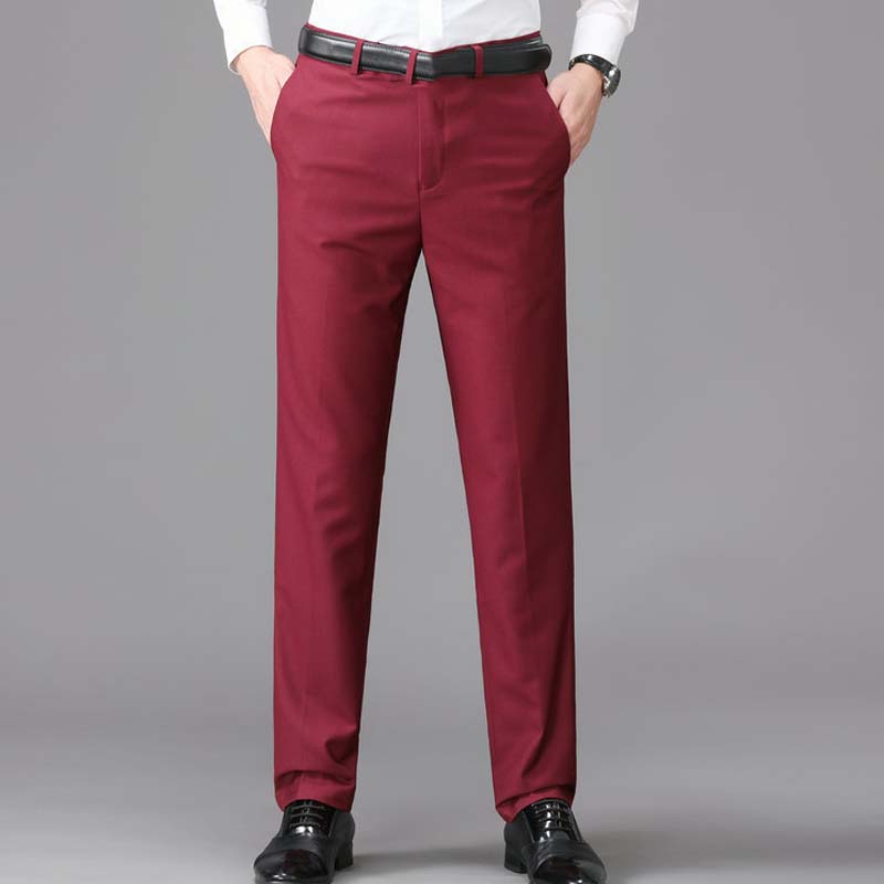 Pantalones de traje elásticos informales, ligeros y de ajuste clásico para hombre