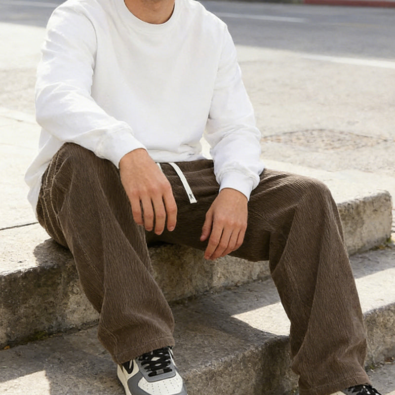 ✨🔥Pantaloni da uomo a gamba larga con coulisse e tasche