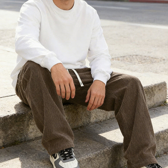 ✨🔥Pantaloni da uomo a gamba larga con coulisse e tasche