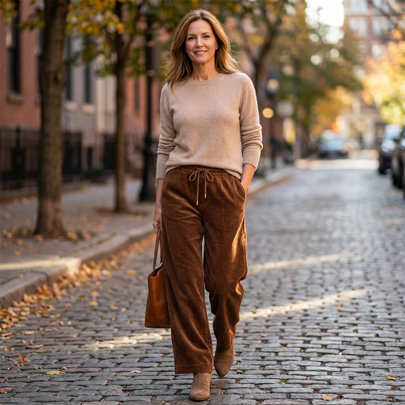 ✨💖 Esprit rétro-chic | Pantalon en velours côtelé taille haute | Texture et coupe décontractée 🕶️