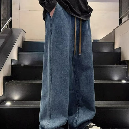 Jeans da uomo a gamba larga, vestibilità comoda, casual