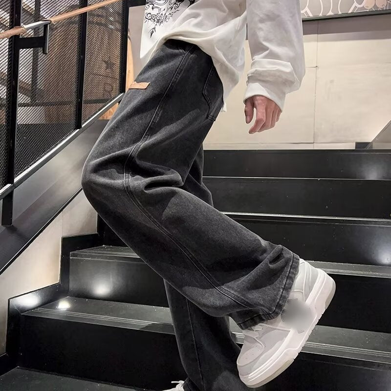Jeans da uomo a gamba larga, vestibilità comoda, casual