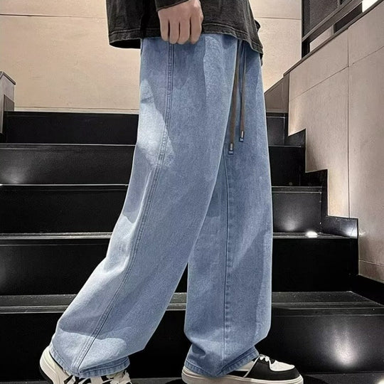 Jeans da uomo a gamba larga, vestibilità comoda, casual