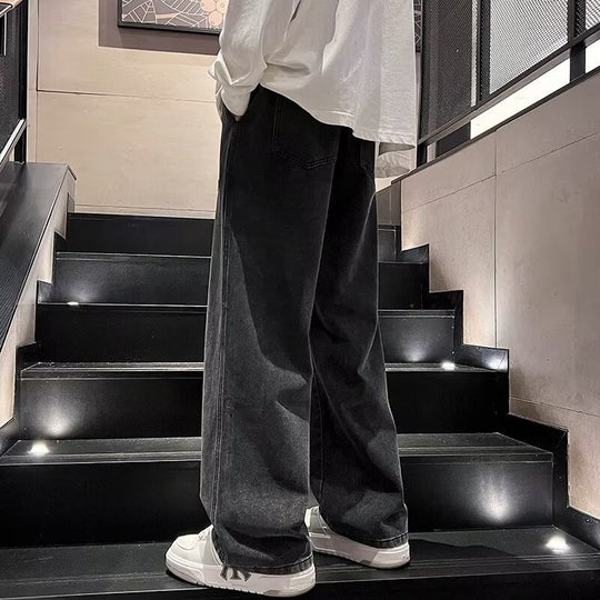Jeans da uomo a gamba larga, vestibilità comoda, casual