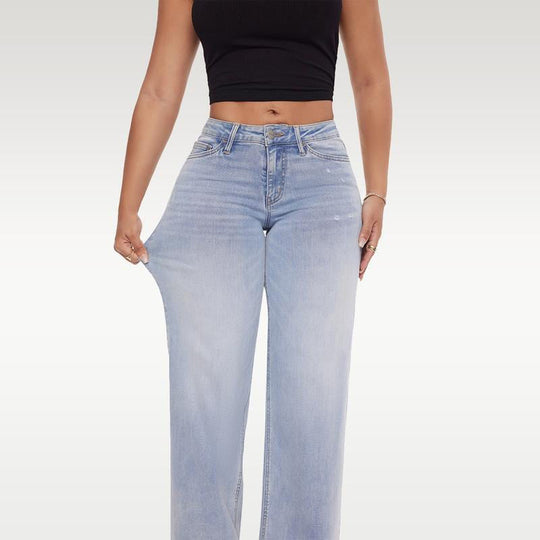 👖💃 Ženske traperice srednje niskog struka s vrećastim nogavicama – rastezljive široke nogavice, strukturirani kroj &  Svakodnevni stil ✨