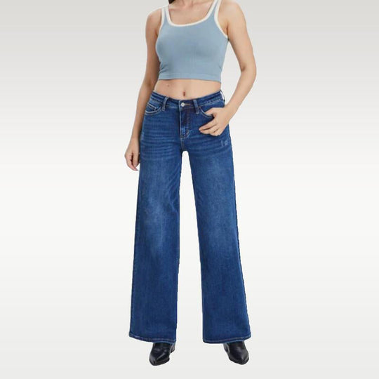 👖💃 Ženske traperice srednje niskog struka s vrećastim nogavicama – rastezljive široke nogavice, strukturirani kroj &  Svakodnevni stil ✨