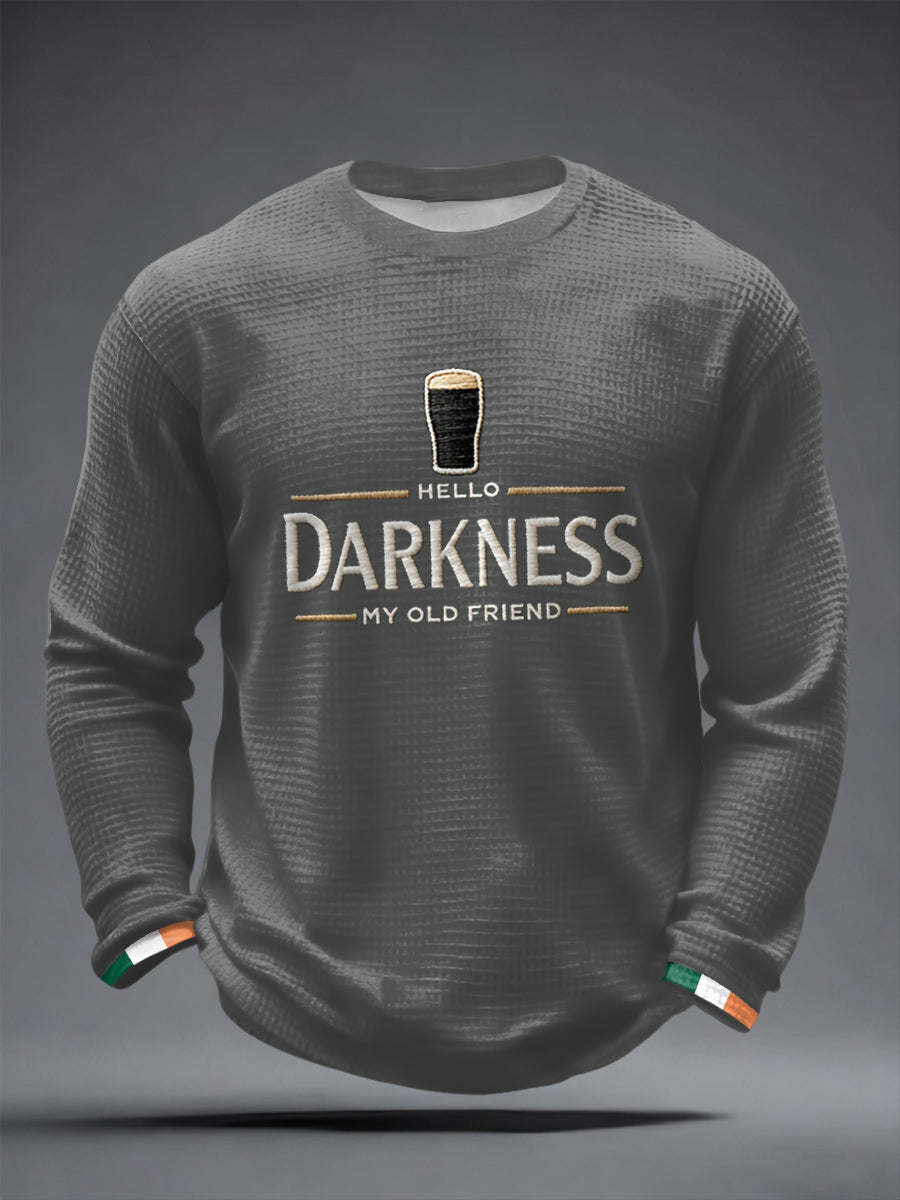 Herre Hello Darkness My Old Friend Vaffel langærmet T-shirt