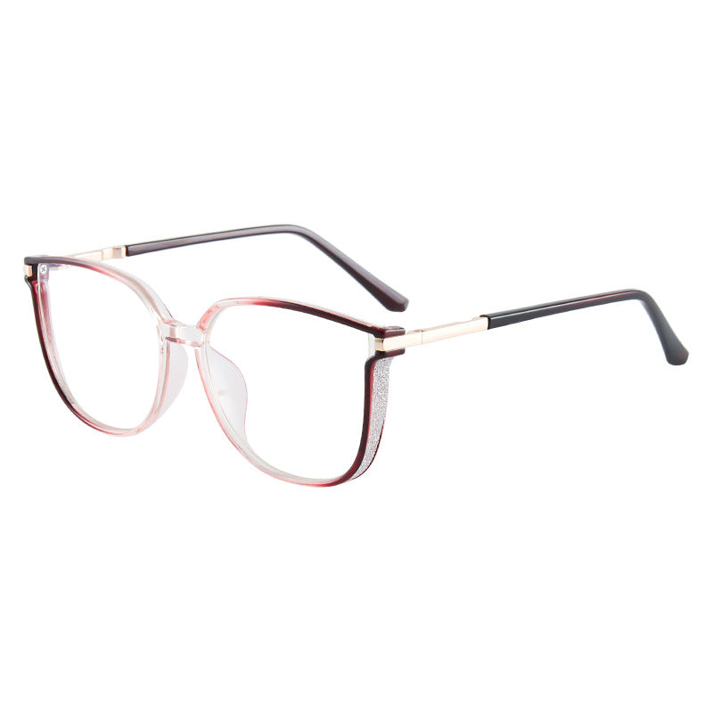 Modische HD-Anti-Blu-Ray-Brille für Damen mit großem Rahmen