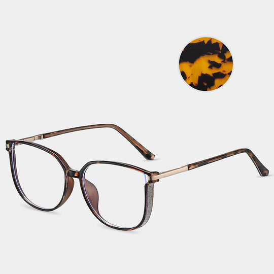 Modische HD-Anti-Blu-Ray-Brille für Damen mit großem Rahmen