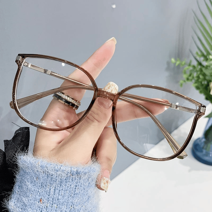 Modische HD-Anti-Blu-Ray-Brille für Damen mit großem Rahmen