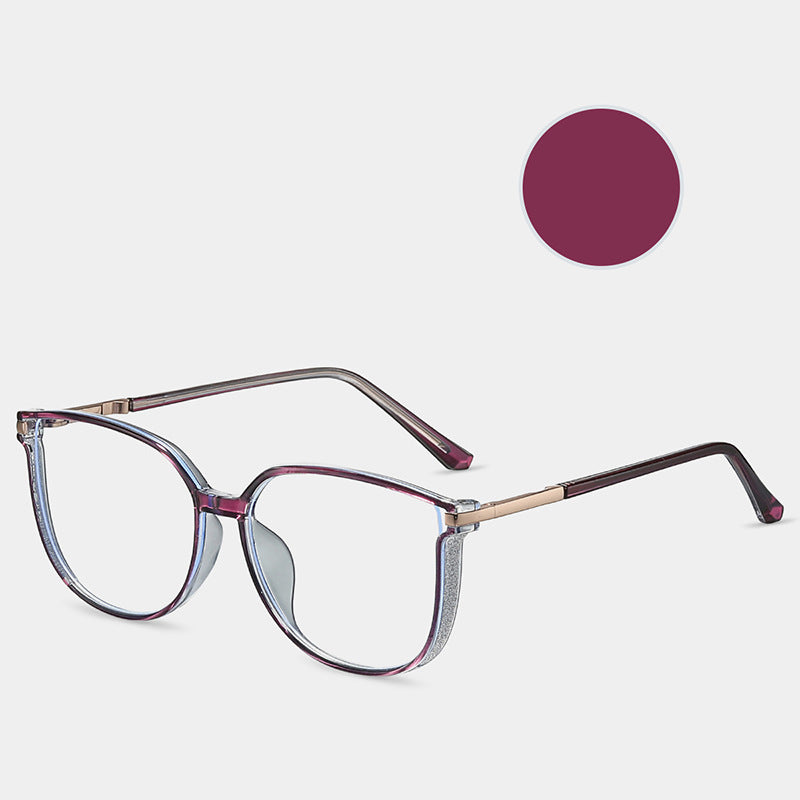 Modische HD-Anti-Blu-Ray-Brille für Damen mit großem Rahmen