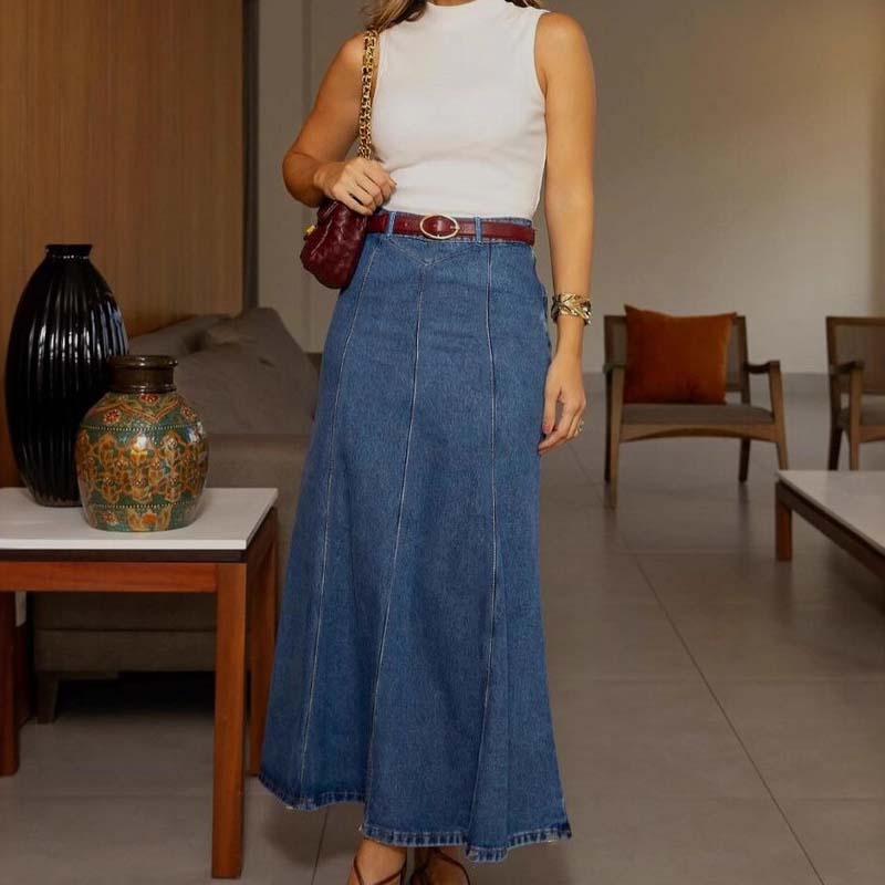 ⏳Time-Limited Special⏰Women's High-Waist A-Line Denim Maxi Skirt💞