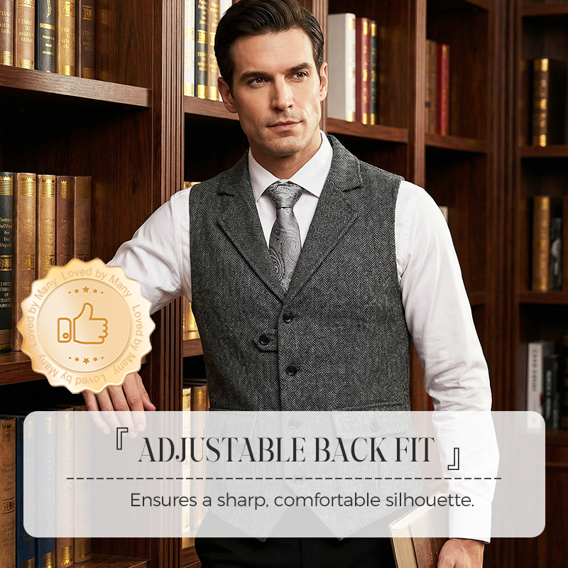 Men's Classic Herringbone Tweed Suit Vest
