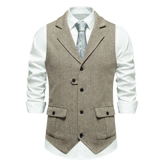 Men's Classic Herringbone Tweed Suit Vest