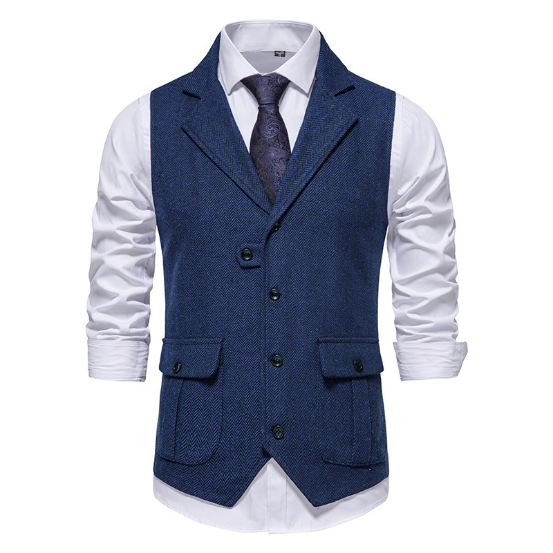 Men's Classic Herringbone Tweed Suit Vest