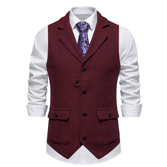 Men's Classic Herringbone Tweed Suit Vest