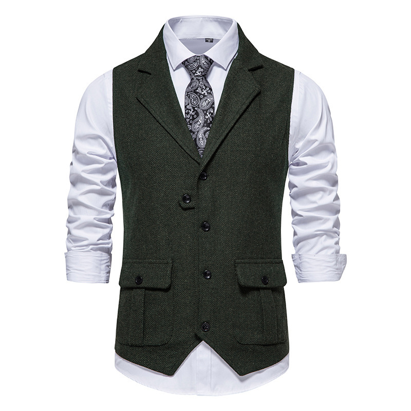 Men's Classic Herringbone Tweed Suit Vest
