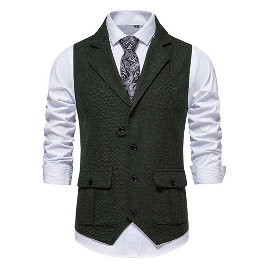 Men's Classic Herringbone Tweed Suit Vest
