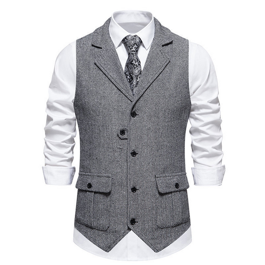 Men's Classic Herringbone Tweed Suit Vest