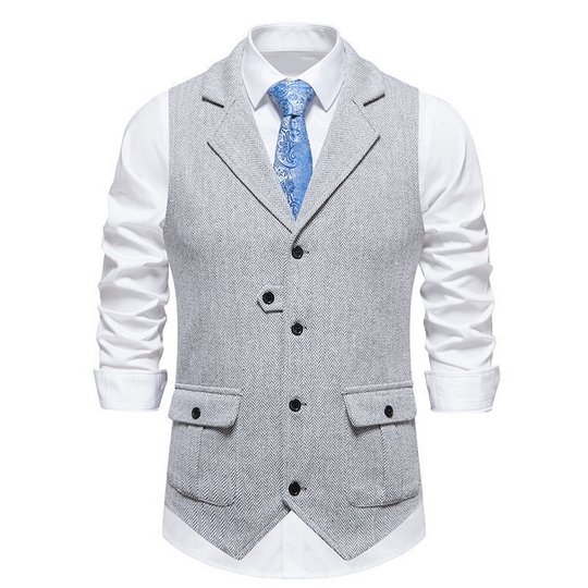 Men's Classic Herringbone Tweed Suit Vest